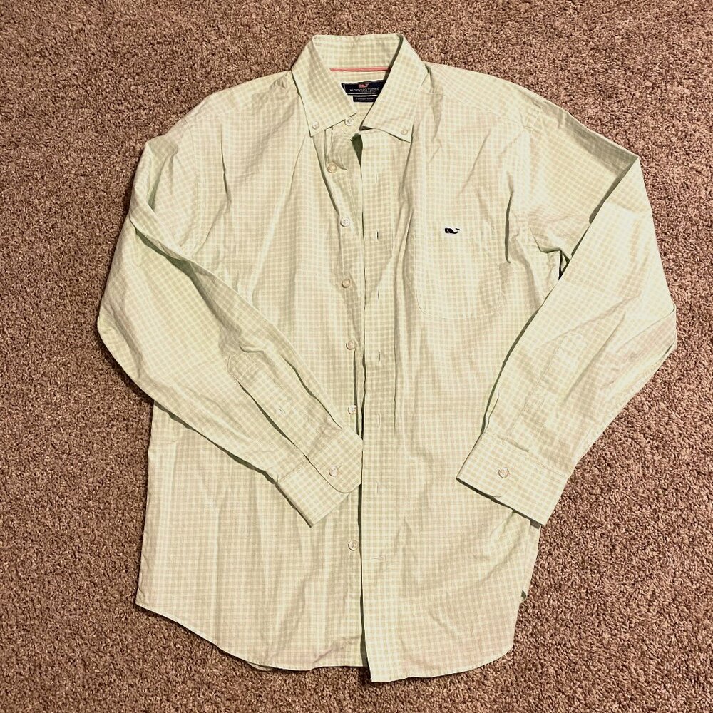 Men's Vineyard Vines Tucker Shirt - Size M - Green and White Plaid